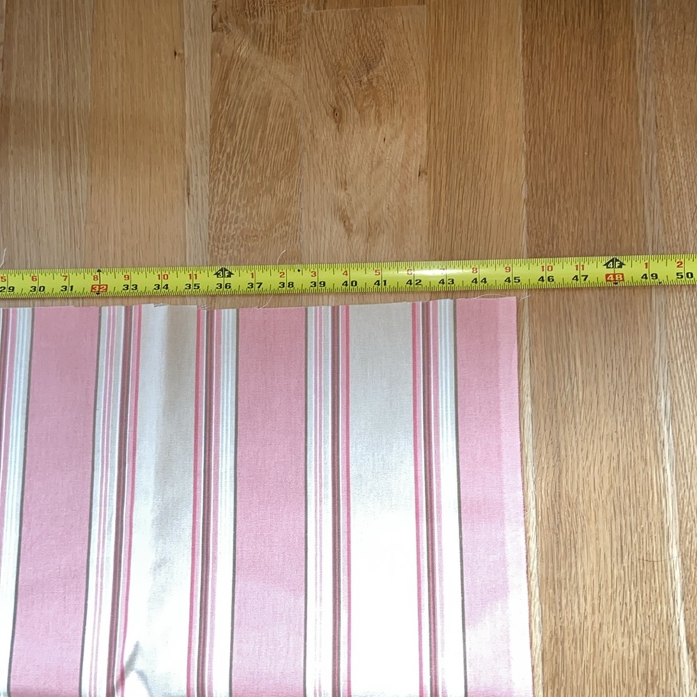 Cotton Canvas Pink Tan Stripe Heavy Upholstery Furniture Fabric Yardage 1.4 yds - Picture 5 of 5